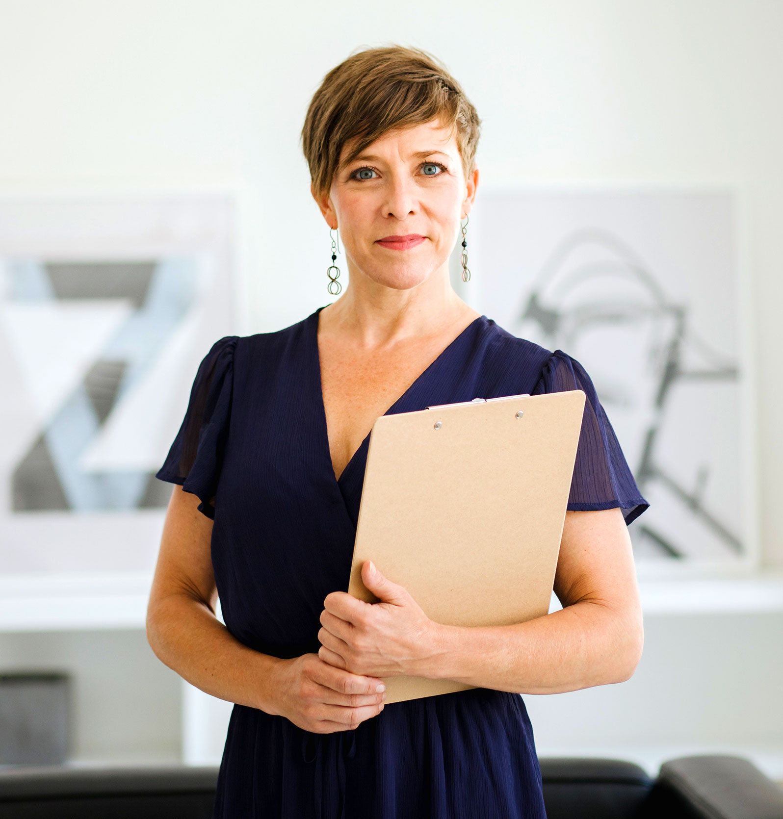 Woman with clipboard